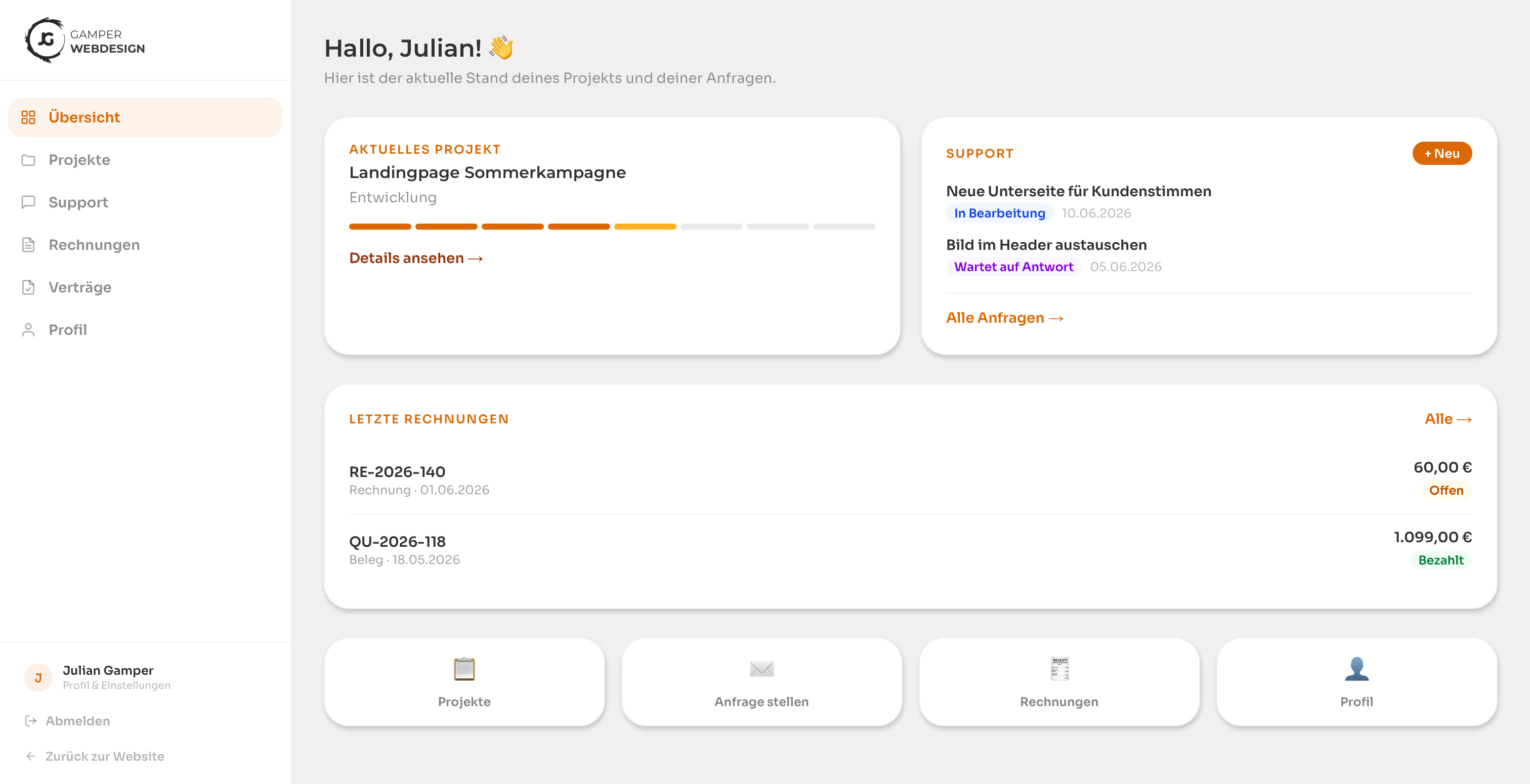 Screenshot: Übersicht